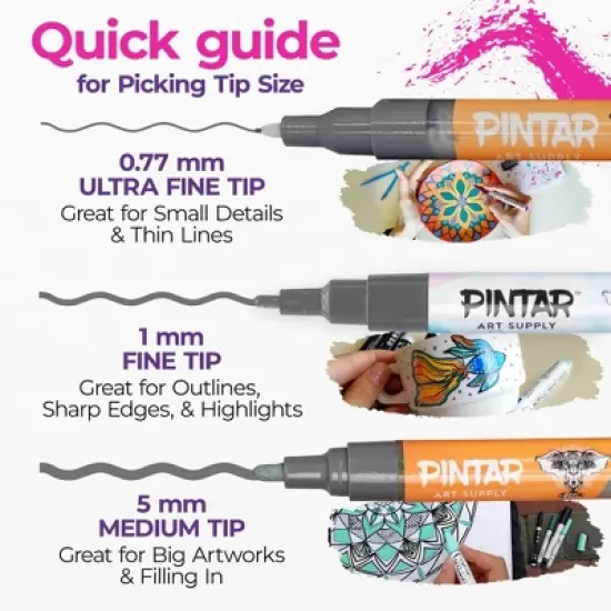 Pintar Art Supply Earth Tone Paint Pens 5.0MM 20 Pack Marker Set with Medium Tip | Use on Rocks, Canvas, Glass, Ceramics, Plastic, Fabric, Porcelain image {4}
