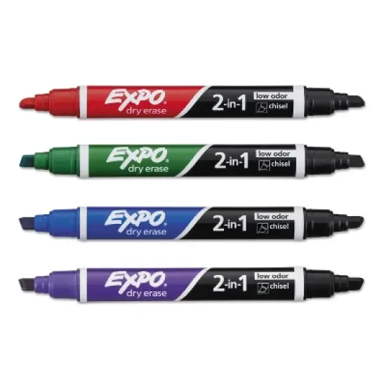 EXPO 2-in-1 Dry Erase Markers 5 Assorted Colors Medium 4/Pack 1944655 image {2}