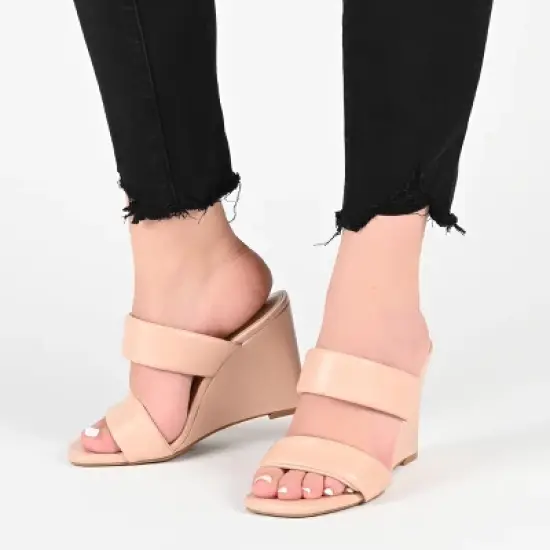 Journee Collection Womens Kailee Tru Comfort Foam Slip On Open Square Toe Wedge Sandals image {8}