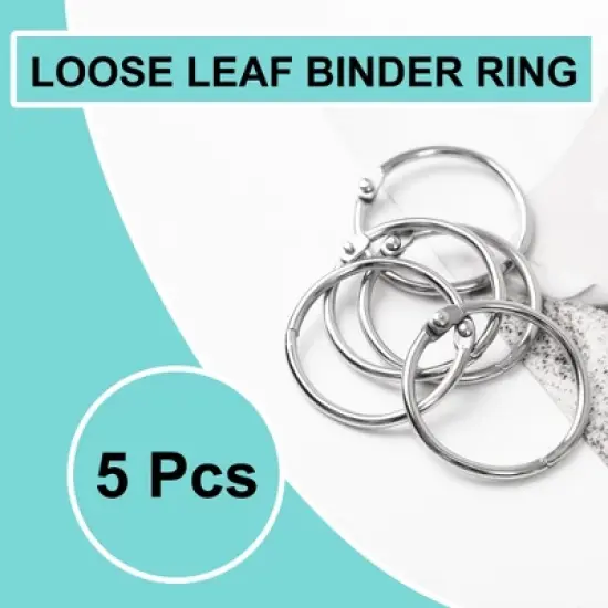 Unique Bargains Metal Loose Leaf Document Stack Key Ring Chain Ring Silver Tone 5 Pcs image {1}
