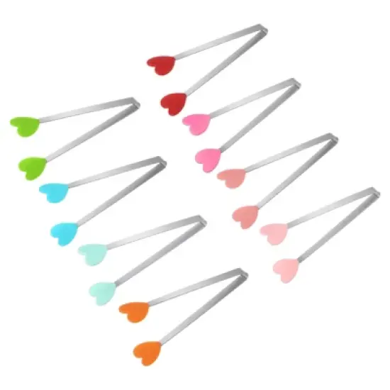 Unique Bargains Stainless Steel with Silicone Tips Cooking Food Tongs 8 Pcs image {2}