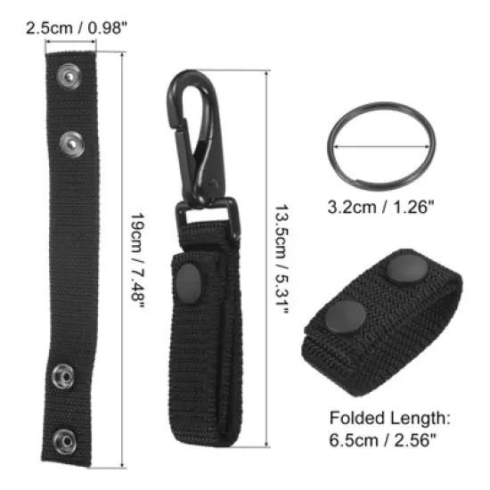 Unique Bargains Belt Keeper Set Nylon Webbing Strap Loop Key Holder with Snaps for Belt Security Fixing Black 5Pcs image {1}
