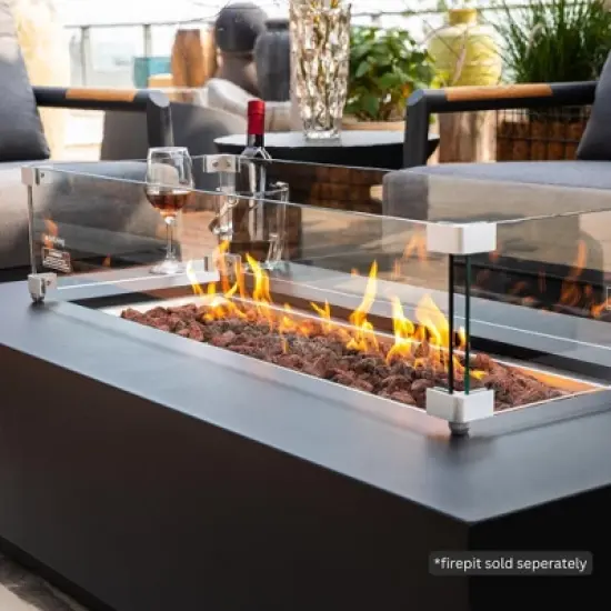 Sol Living Fire Pit Table Tempered Glass Heavy Duty Firepit Accessory Wind Screen, Clear image {6}