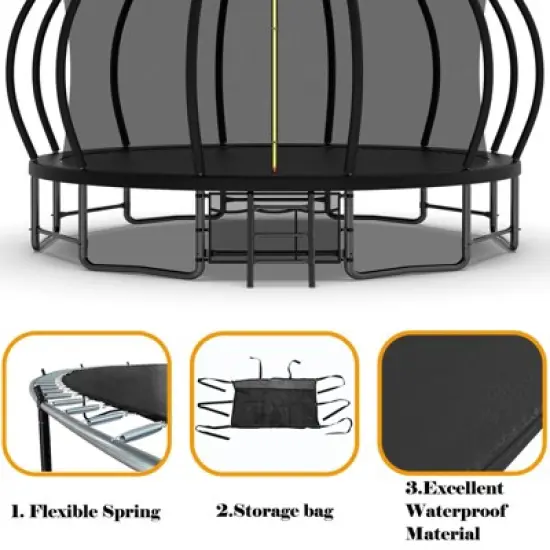 HFYee 12/14/16FT Kids Adventure Trampoline Safety Enclosure & Ladder for Outdoor Play for Ages 6-12 image {5}