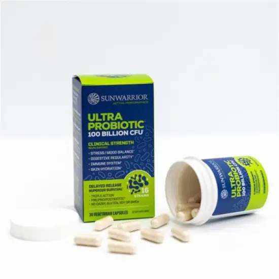 Active Ultra Probiotic Capsules, 100 Billion CFU Probiotic Supplement for Digestive & Immune Health Support, Sunwarrior, 30ct image {1}