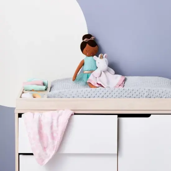 Plush Changing Pad Cover Birch - Cloud Island&trade; - Gray image {1}