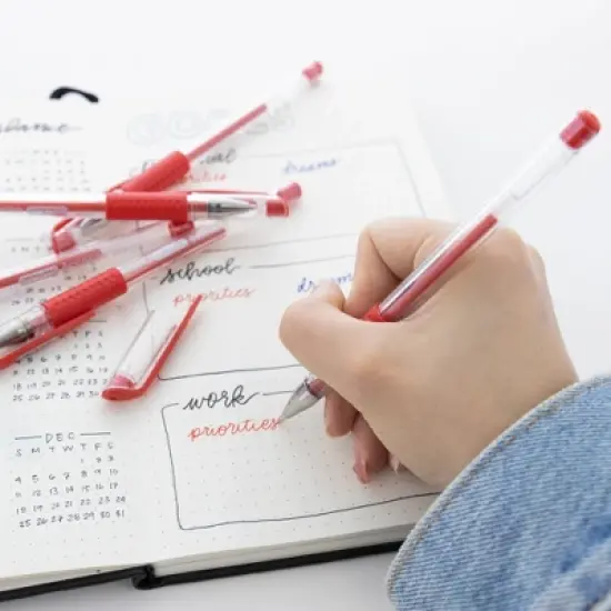 BAZIC Products&reg; Essence Gel Pen with Cushion Grip, Red, 12 Per Box, 6 Boxes image {4}