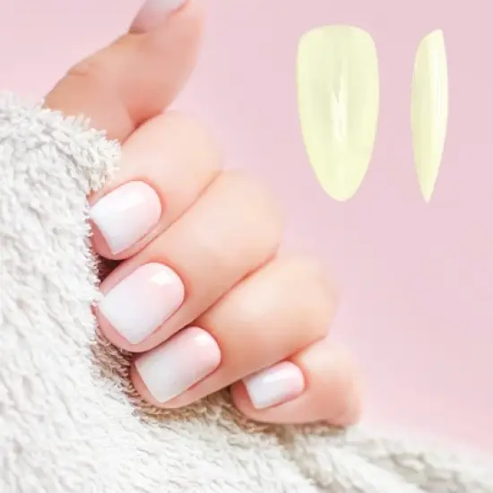 Unique Bargains Women's Full Coverage Almond Fake Nails Beige 1 Set image {3}