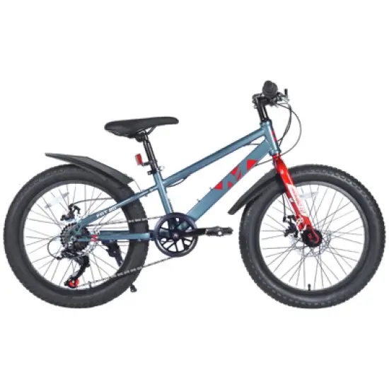 Aukfa Kids Mountain Bike Fat Tire 20 Inch 7 Speed Transmission with Fenders, Suitable for Girls and Boys Over 5 Years Old image {1}