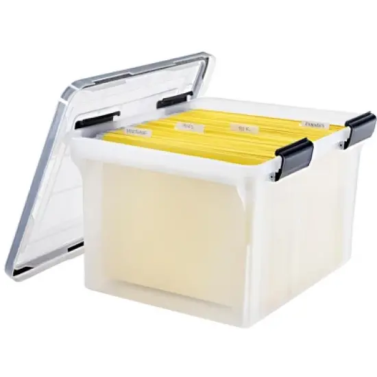 IRIS USA Letter Legal Size File Box 32qt WEATHERPRO Airtight Plastic Storage Bin with Lid and Seal and Secure Latching Buckles image {4}