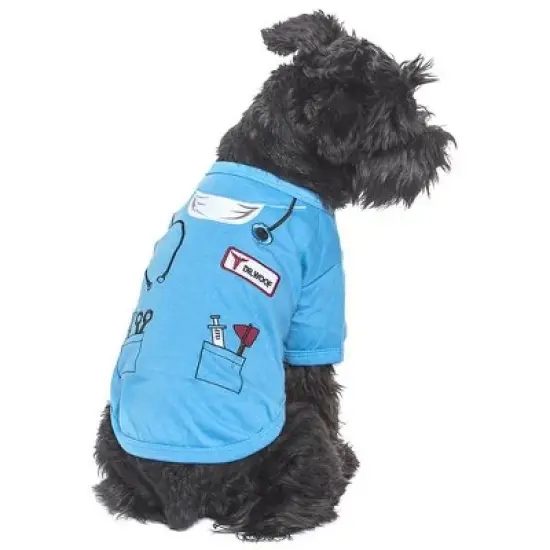 Parisian Pet 'Dr. Woof' Halloween Costume for Dogs & Cats &ndash; Fun Pet Costume, Dog Doctor Outfit for Halloween, Light Blue image {2}