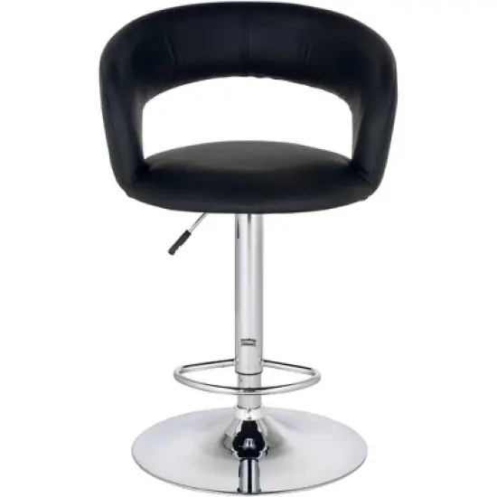 Studio 55D Chrome Swivel Bar Stool 30" High Modern Black Cushion Adjustable with Backrest Footrest Kitchen Counter Height Island image {4}