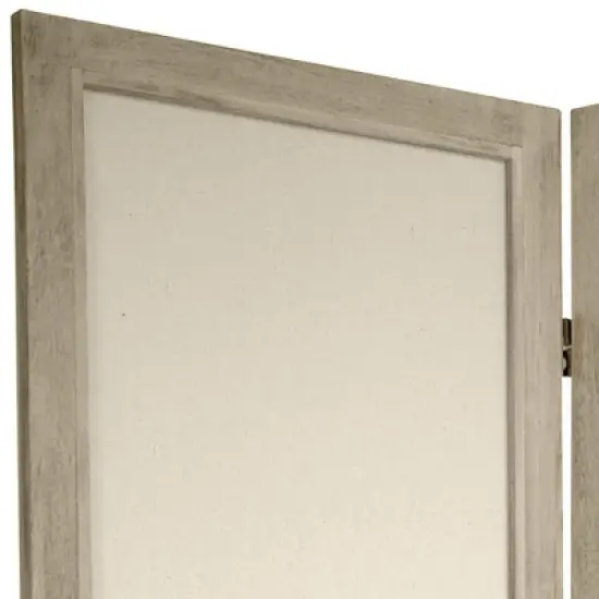 5 1/2 ft. Tall Open Lattice Fabric Room Divider - Burnt Cream (3 Panels) image {1}