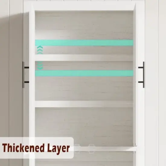 Coolmee Tall Kitchen Pantry, Storage Cabinet with 2 Doors & Adjustable Shelves, Pantry Cupboard & Large Storage Space for Dining & Living Room image {4}