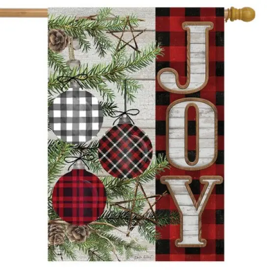Patterned Ornaments Christmas Double-Sided House Flag Checkered 28" x 40" Briarwood Lane image {1}