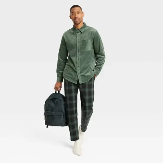 Houston White Adult Woven Cord Button-Down Shirt - Green image {2}