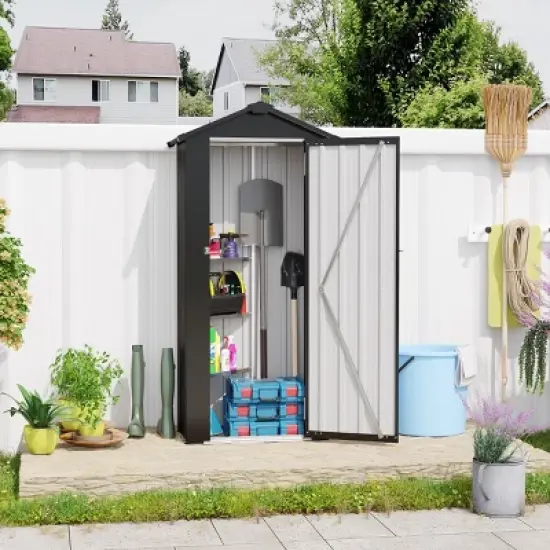 2.5x1.4FT Outdoor Metal Backyard Storage Shed with Waterproof Galvanized Iron,Compact Garden Tool Shed,Lockable Metal Storage Cabinet-Coolbibila image {8}