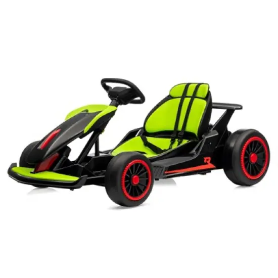 24V Kids Go Kart, Powerful Drift Kart with Dual 150W Motors, High Speed Electric Outdoor Ride On Toy, Battery Powered Ride On Racing Car with Music image {11}