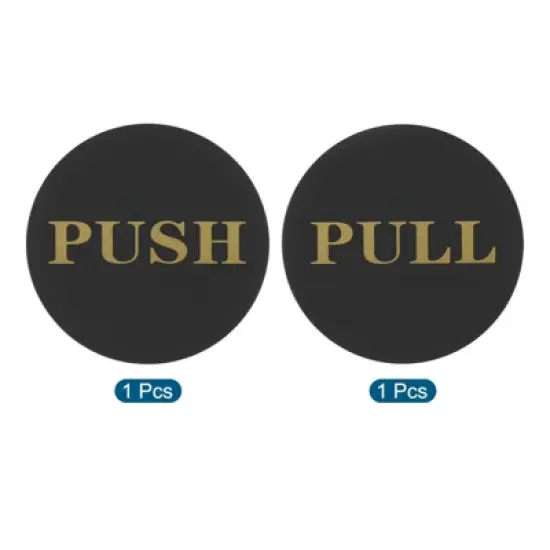 Unique Bargains Round Acrylic Self-Adhesive Decor Business Push Pull Door Sign 2 Pcs image {2}