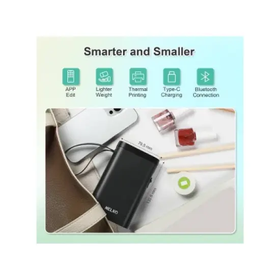 Nelko P21 Bluetooth Label Printer Black 14x40mm 100pc Roll and 14x40mm 180pc Roll image {4}