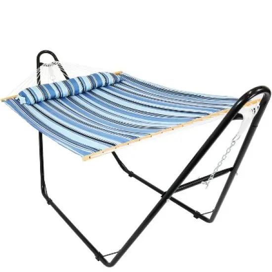 Sunnydaze Double Quilted Fabric Hammock with Universal Steel Stand - 450-Pound Capacity image {16}
