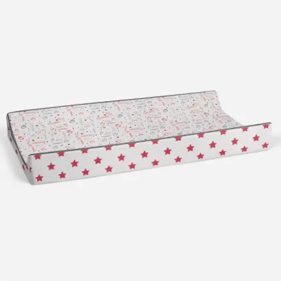 Bacati - Baseball Red/Gray Muslin Changing Pad Cover image {2}