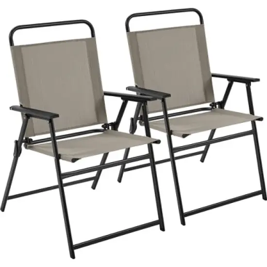 Yaheetech Set of 2 Outdoor Foldable Dining Chairs with Backrest and Armrests image {8}
