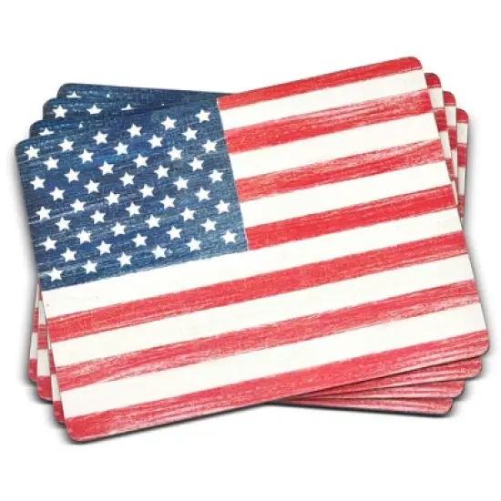 Pimpernel American Flag Placemats - Set of 4 (15.7&rdquo; x 11.7&rdquo;), Cork, Patriotic Design, Easy to Clean, Ideal for Dining - Heat & Stain Resistant image {7}