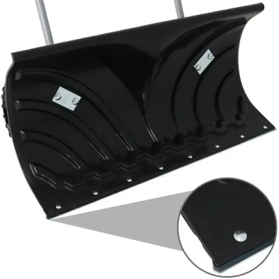 CASL Brands Outdoor Heavy-Duty Rolling Snow Plow Pusher Shovel with Plastic Wheels and Adjustable Aluminum Handle - 26" image {2}