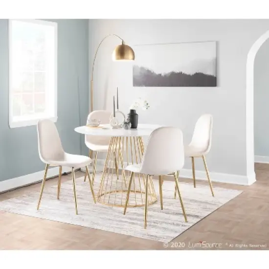 Set of 2 Pebble Contemporary Dining Chairs Gold/Cream - LumiSource image {8}