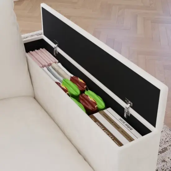 Christopher Knight Home Bruno Convertible Chenille 97'' Corner L-Sectional Sofa with Armrest Storage image {6}