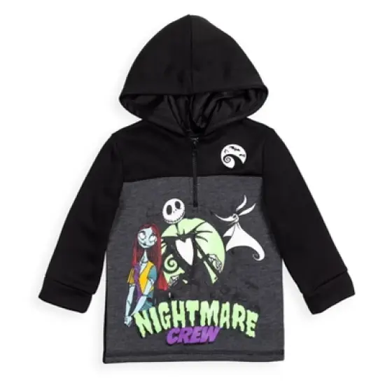 Disney Nightmare Before Christmas Fleece Jack Skellington Oogie Boogie Sally Quarter Zip Hoodie Little Kid image {9}