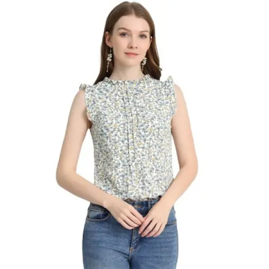 Allegra K Women's Ruffled Business Office 1950s Vintage Sleeveless Blouses image {20}