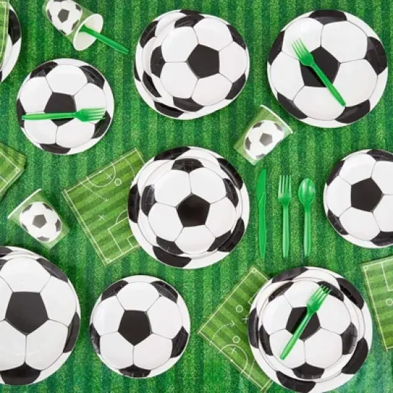 Blue Panda 100 Pack Soccer Party Disposable Paper Napkins for Sports Birthday, 6.5 x 6.5 In image {2}