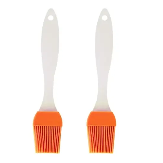 Unique Bargains Flexible Heat Resistant Non-stick Cooking Baking Tool Silicone Brush Orange 2 Pcs image {3}
