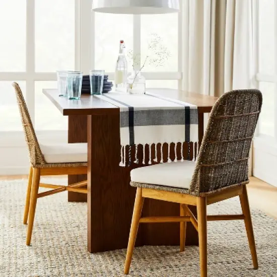 Juniper Woven Dining Chair with Cushion Natural - Threshold&trade; designed with Studio McGee image {1}
