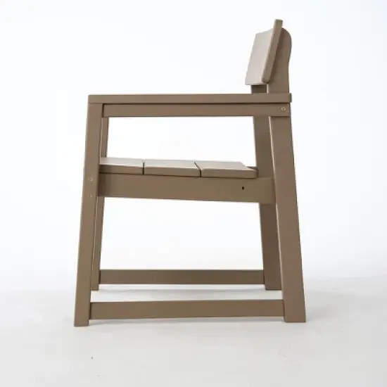 FIONECA 5-Piece HDPE Outdoor Dining Set with Umbrella Hole &uml;C Weather-Resistant Patio Table & 4 Armrest Chairs, Wood Finish image {11}