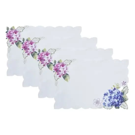 Spring Hydrangea Floral Cutwork Placemats, Set of 4 - Multicolor - 13x19 - Elrene Home Fashions image {4}