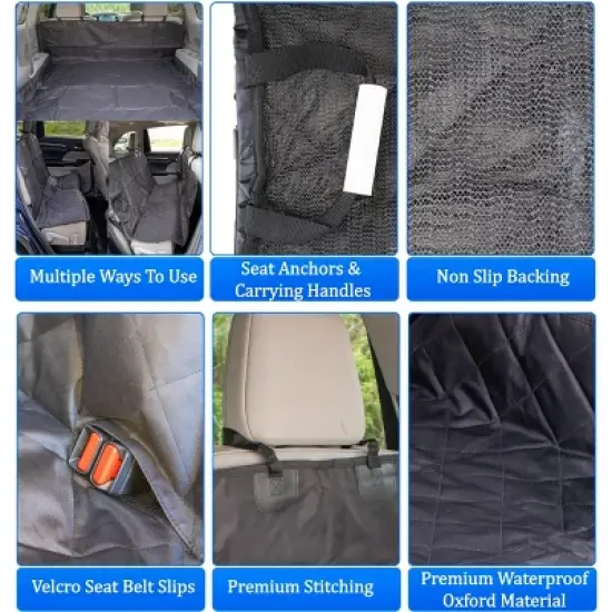 5 Star Super Deals Dog Car Seat/Trunk Cover Back Seat & Cargo Protector Universal Hammock Version Heavy Duty Scratchproof Waterproof Nonslip Anchors image {1}