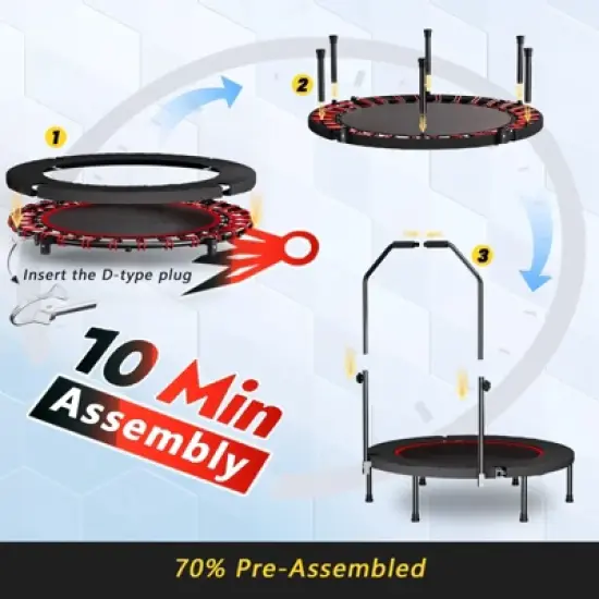 Racxily 40" Mini Trampoline for Adults and Kids, Exercise Trampolines image {4}