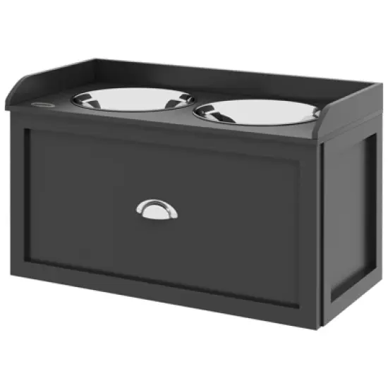 DSVIMOY Large Elevated Dog Bowls with Storage, Raised Dog Bowl Stand, Black, 23.5"*11.8"*14.3" image {5}