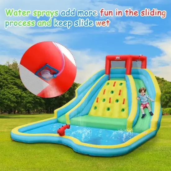 Costway Inflatable Mighty Water Slide Park Bounce Splash Pool Patio image {4}