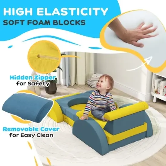 TopComfy Baby and Toddler Learning Toy Modular Play Couch for Creative Play and Comfort for Playroom, Yellow, 55.1"*40.2"*18.1" image {3}