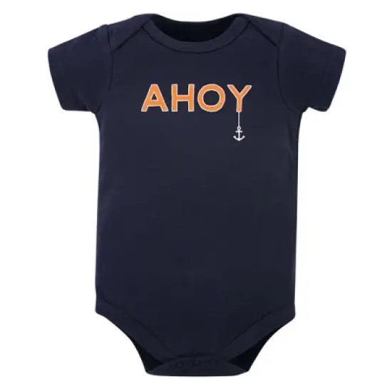 Little Treasure Baby Boy Cotton Bodysuits 3pk, Anchor Suspenders image {1}