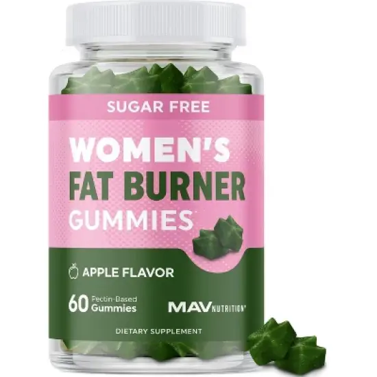 Pectin-Based Fat Burner Gummies for Women, Green Tea Green Coffee Bean, Garcinia Cambogia & Ketones for Weight loss, Apple Flavor, MAV Nutrition, 60ct image {9}