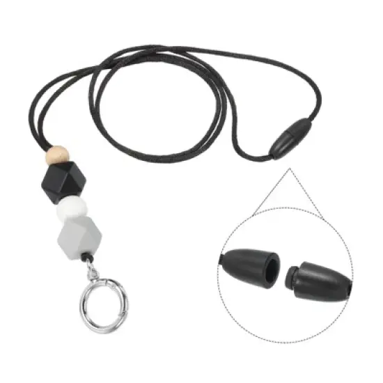 Unique Bargains Wear-resistant Lightweight ID Card Silicone Beaded Lanyards with Buckle Clip image {2}