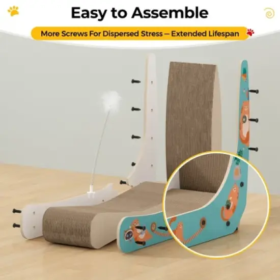 Sandinrayli L-Shape Cat Scratcher Lounge, Corrugated Cardboard Scratching Pad for Indoor Cats image {7}