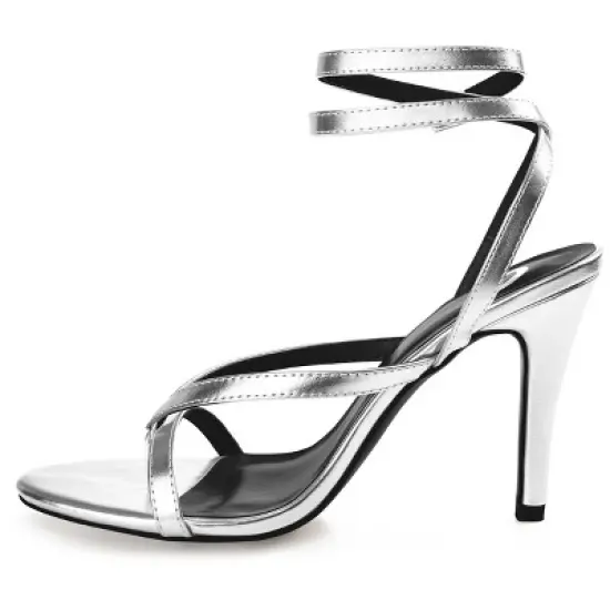 Journee Collection Womens Waverlee Open Toe High Stiletto Pumps Silver 11 image {1}