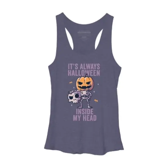 Women's Design By Humans It's Always Halloween Inside My Head Funny Cute Spooky By EduEly Racerback Tank Top image {4}