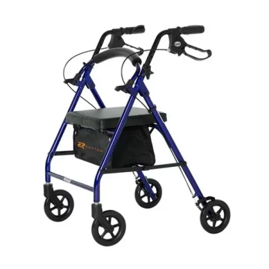 Rhythm Healthcare Royal Aluminum Rollator Lightweight 4 Wheel Walker Seat, Blue image {1}